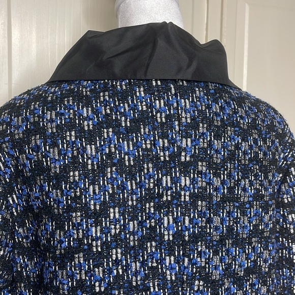 DONCASTER Women’s Blue Tweed Jacket - Sz 14 Ruffle Collar Career - Picture 8 of 12